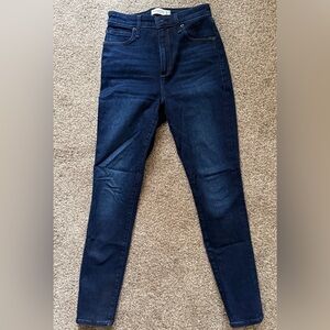 Abercrombie & Fitch Super Skinny High Rise Dark Wash Jeans (curve love, short)